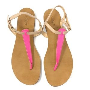 J. Crew Pink Leather Thong Sandal